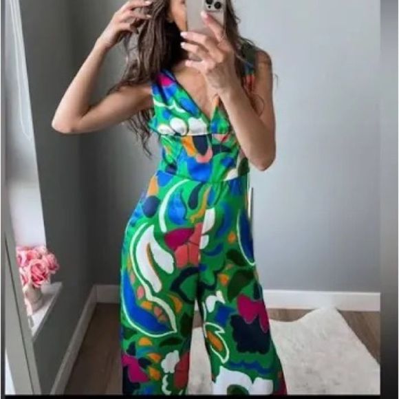 Zara Pants - Zara Printed Jumpsuit with Knotted Straps 7892/132/198/022